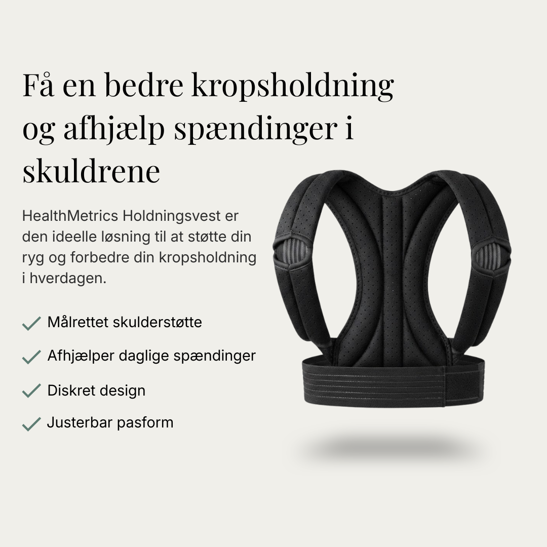Holdningsvest der giver bedre kropsholdning og afhjælper spændinger i skuldrene