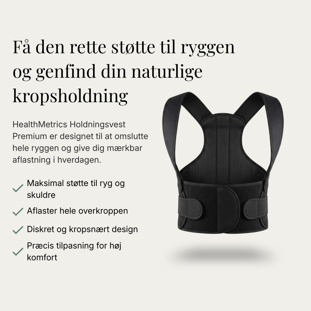 Holdningsvest Premium giver støtte til ryggen og hjælper dig til en naturlig kropsholdning